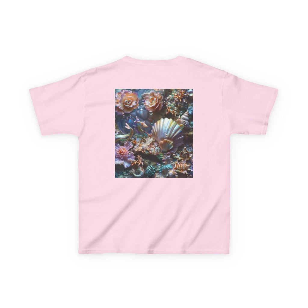 Kids Dolphin Sunset & Shells T-Shirt — Colorful Underwater Ocean Scene