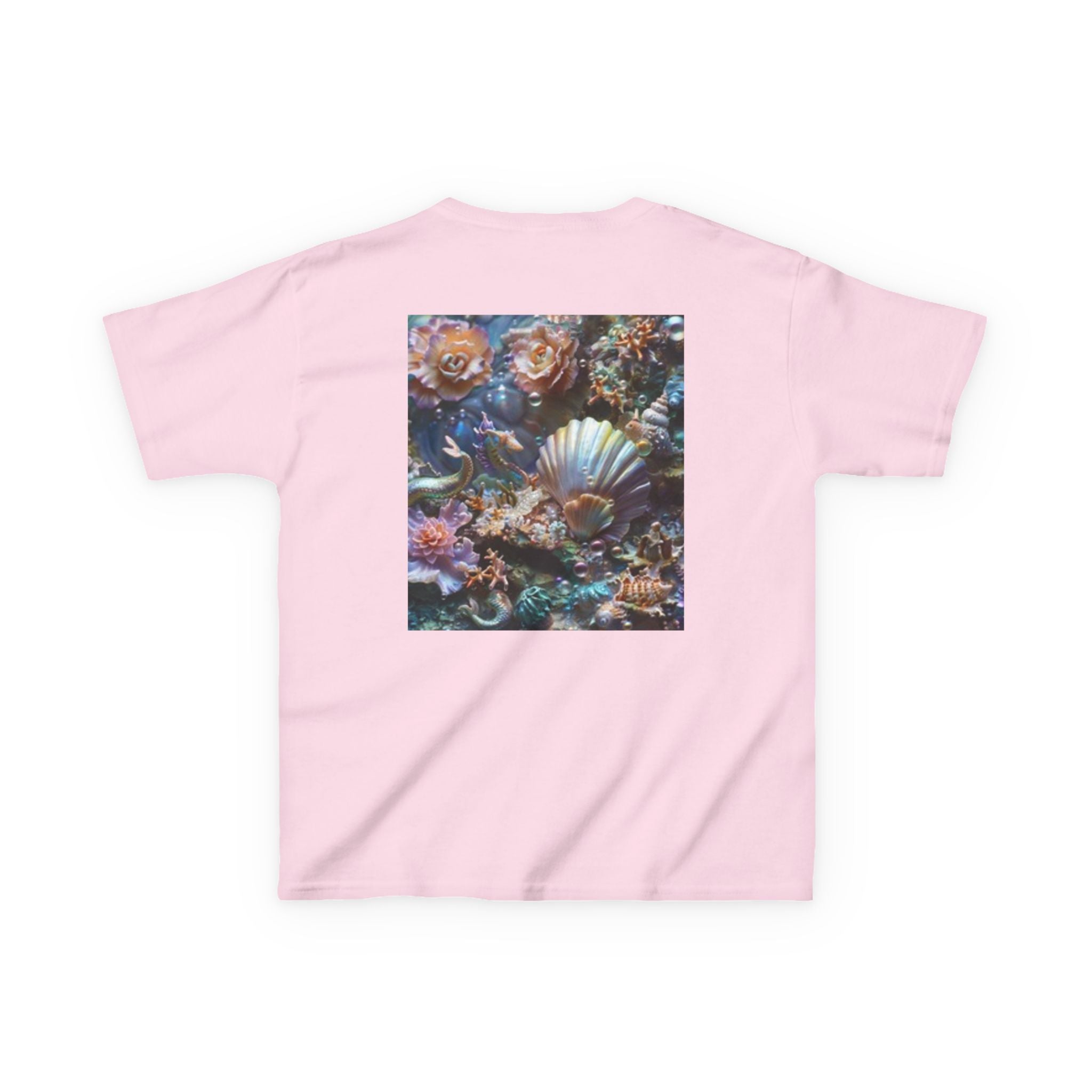 Kids Dolphin Sunset & Shells T-Shirt — Colorful Underwater Ocean Scene