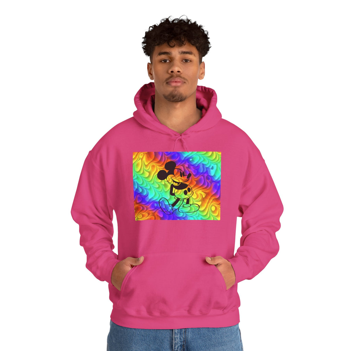 Mickey Mouse Rainbow Colors Unisex Heavy Blend Hooded Sweatshirt Warm & Cozy