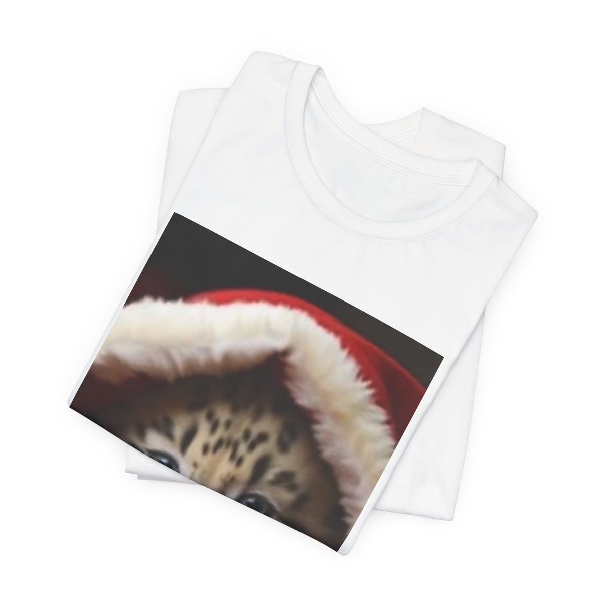Christmas Snow Leopard Cub T-Shirt — Cute Holiday Cat Tee
