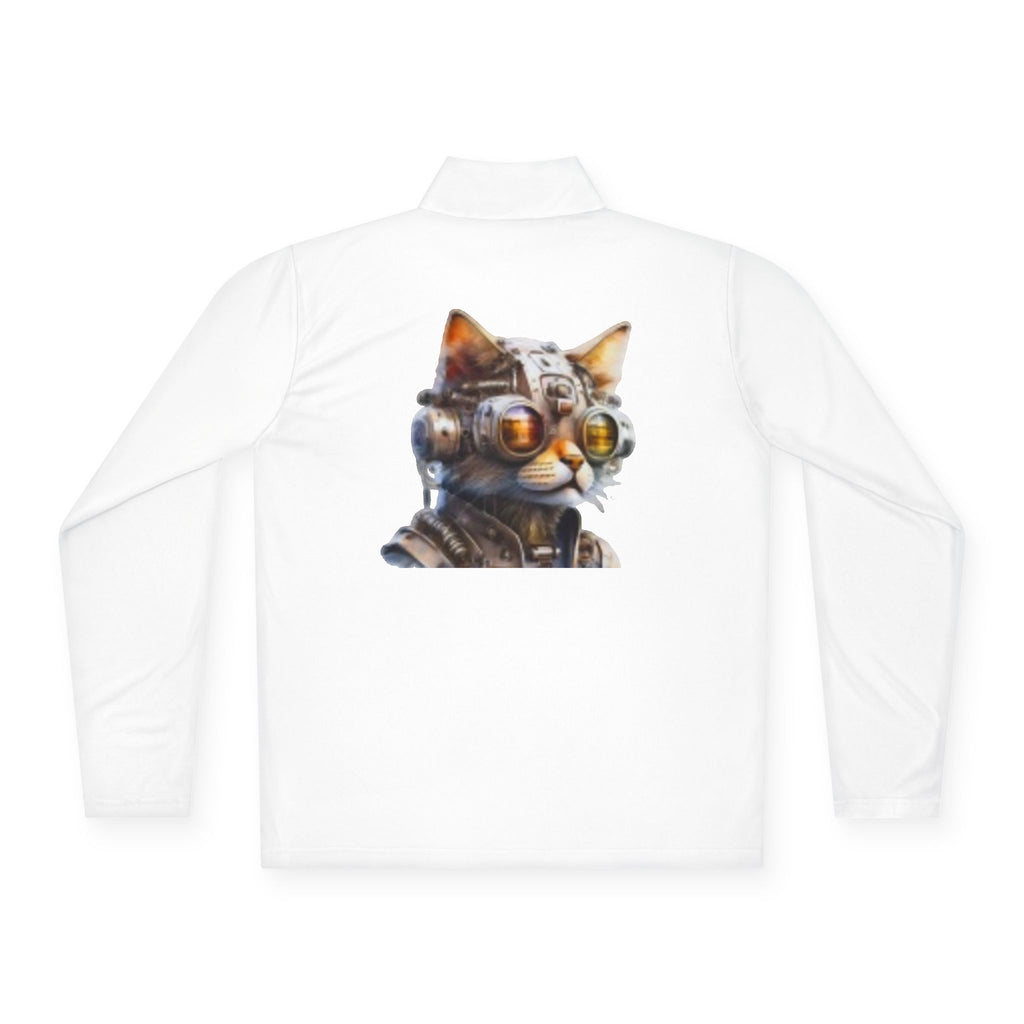 Quarter-Zip Pullover — Steampunk Cat Graphic