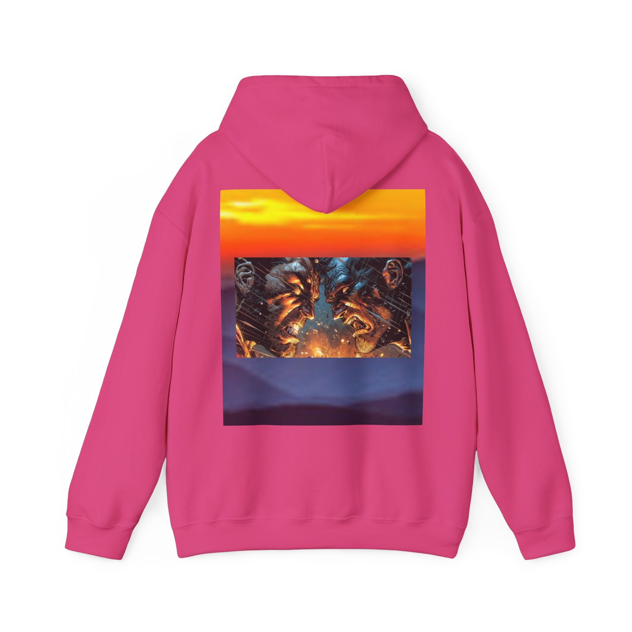 Marijuana Leaf Hoodie with Two Men Angry — Casual Streetwear Pullover