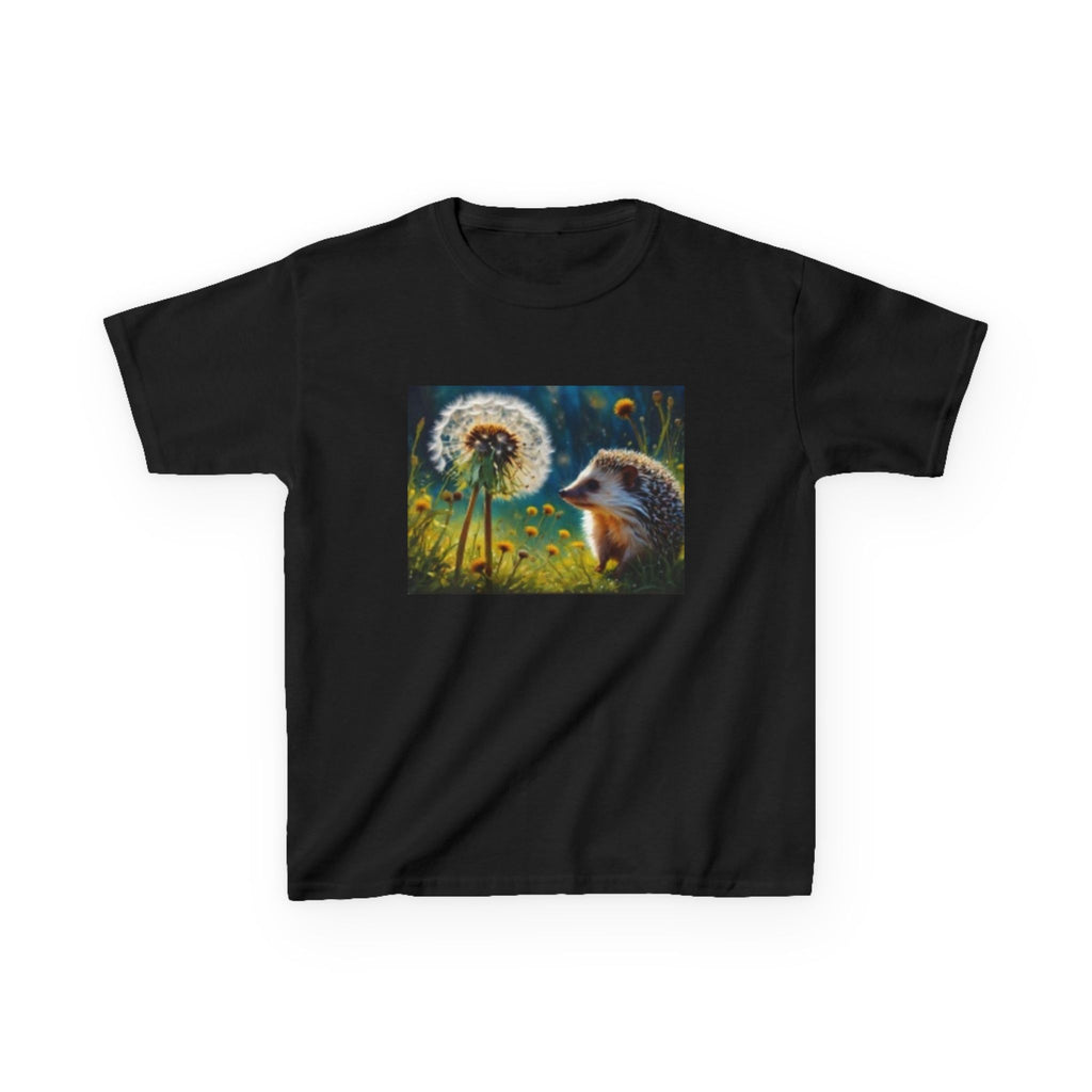 Kids Hedgehog & Dandelion T-Shirt — Whimsical Nature Tee for Children