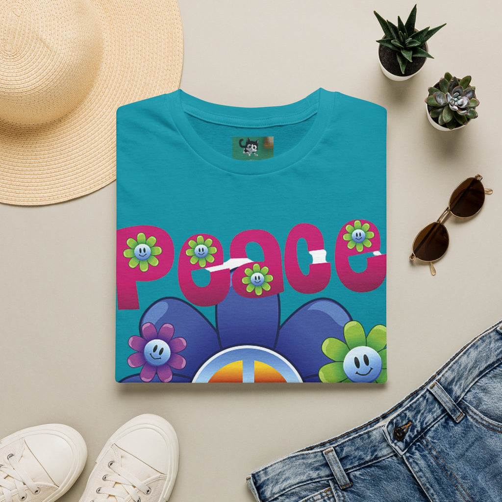 T-shirt Chien Rétro Fleur Lunettes de Soleil "Peace & Love"