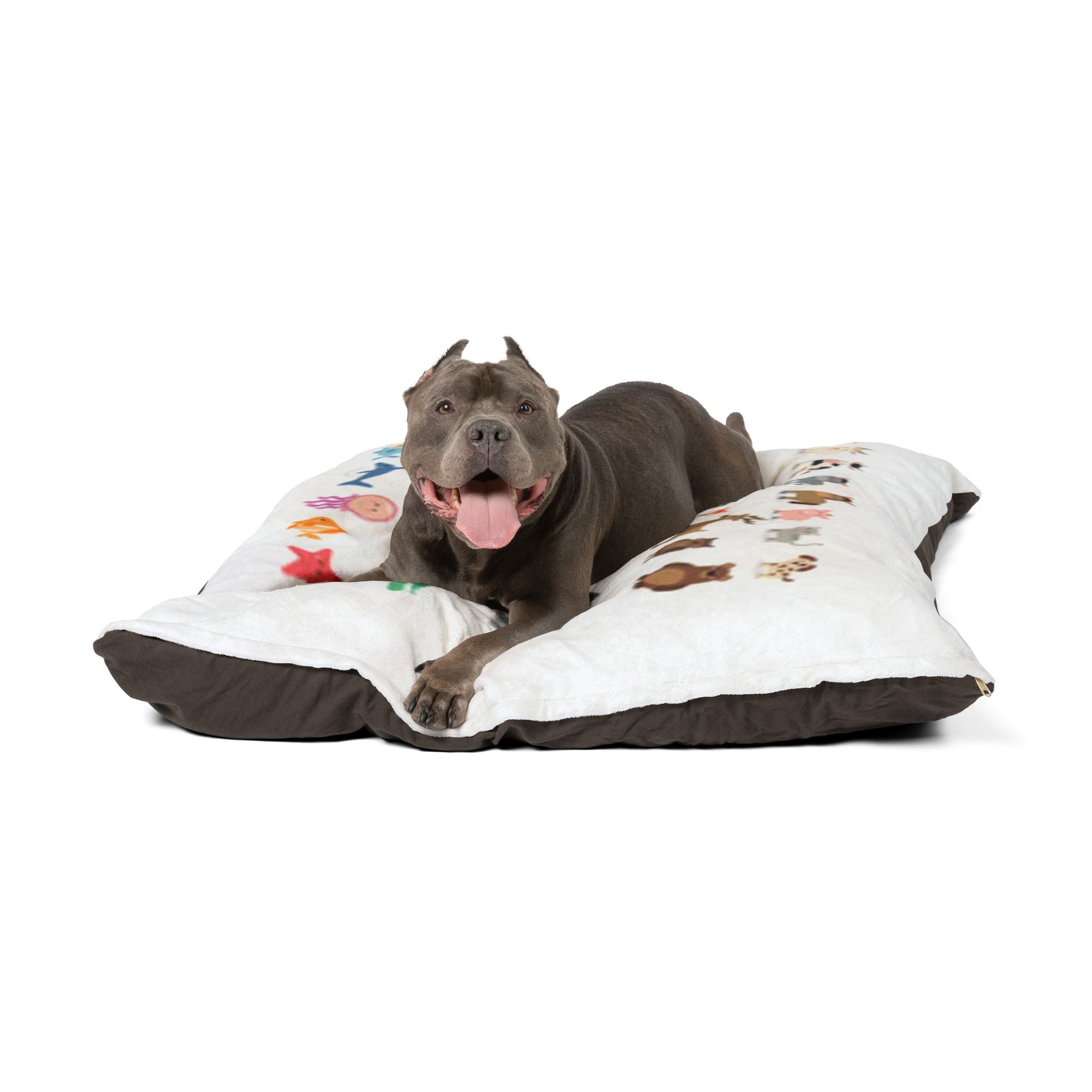 Animal Alphabet Pet Bed — Cute Cartoon Zoo & Ocean Critters Pattern