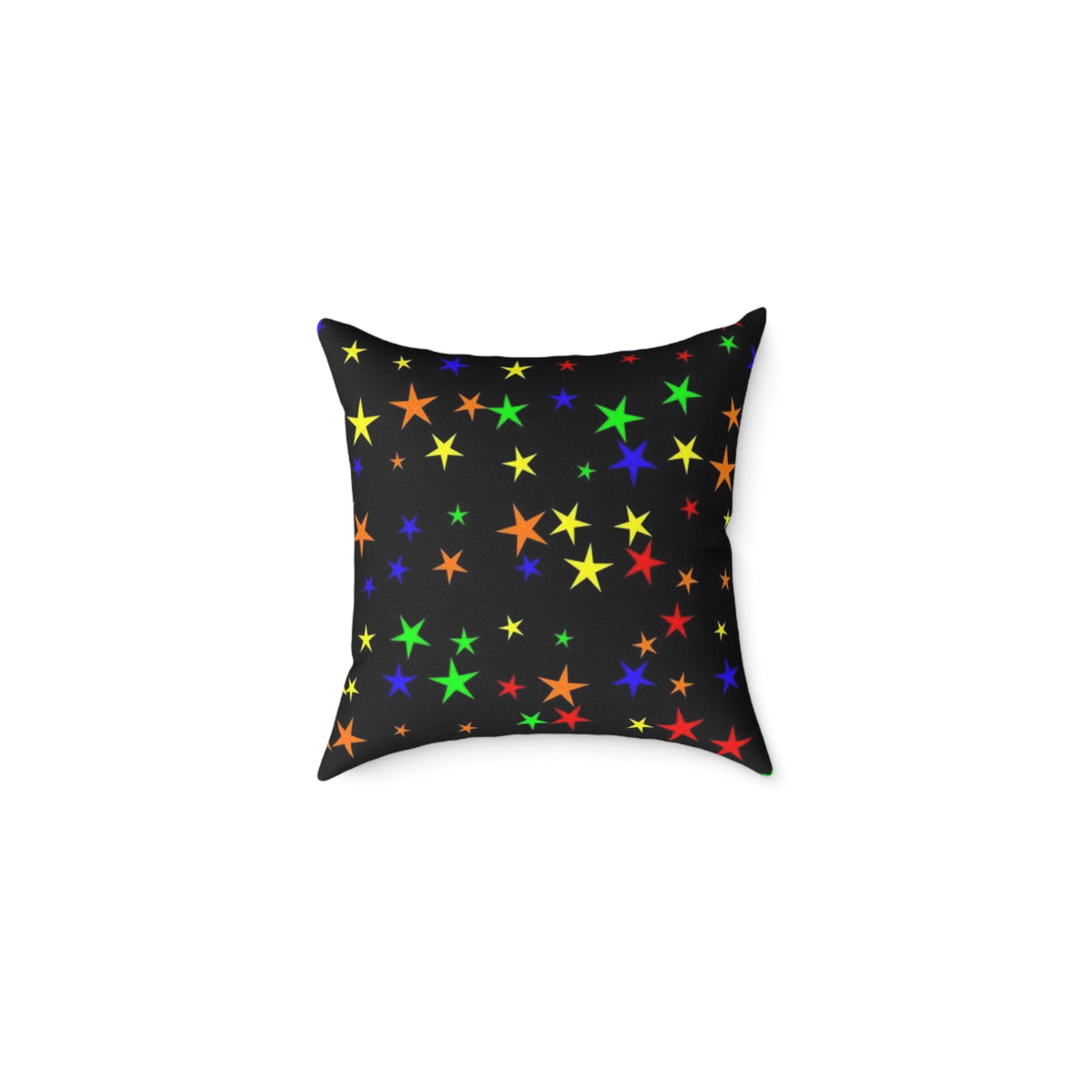 Christmas Tree Village Square Pillow — Festive Holiday Throw with Colorful Stars