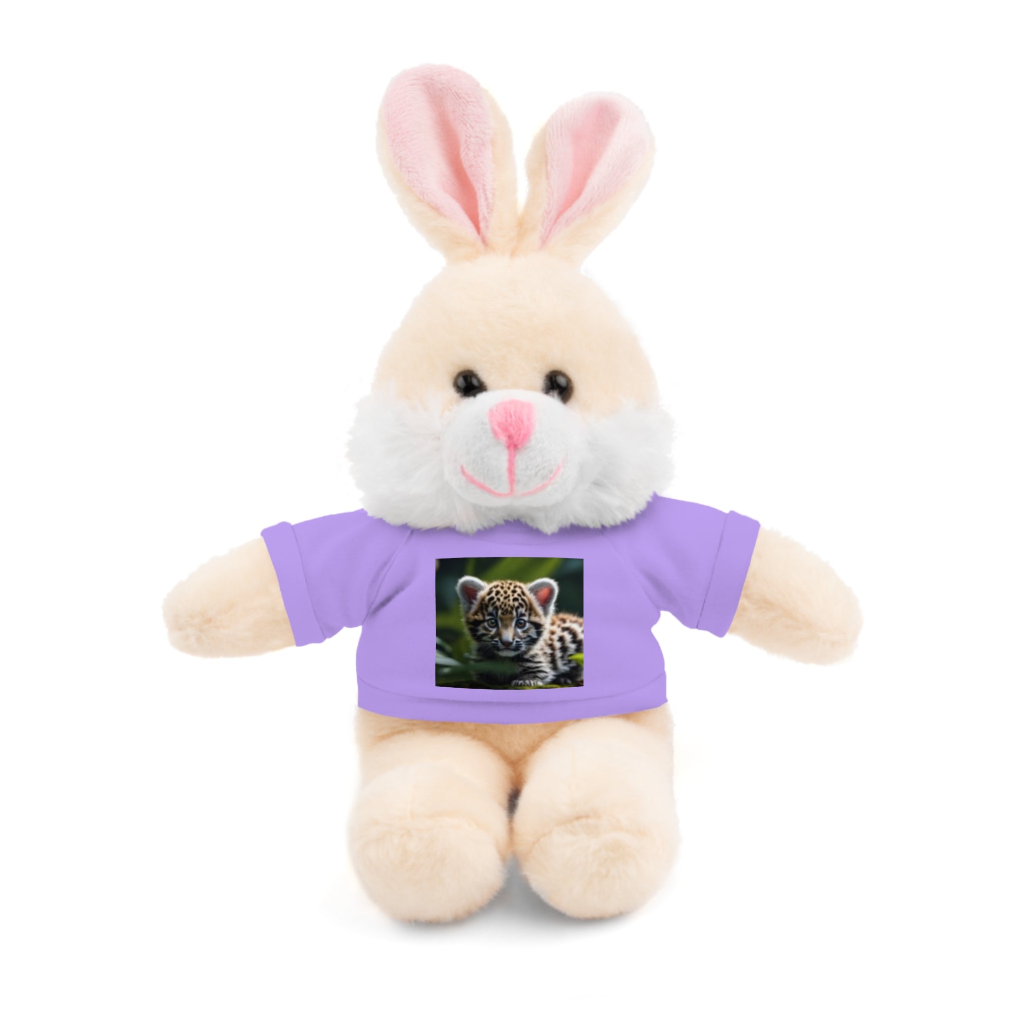 Plush Teddy Bear with Leopard Cub Tee — Cute Animal Gift for Kids & Wildlife Lovers