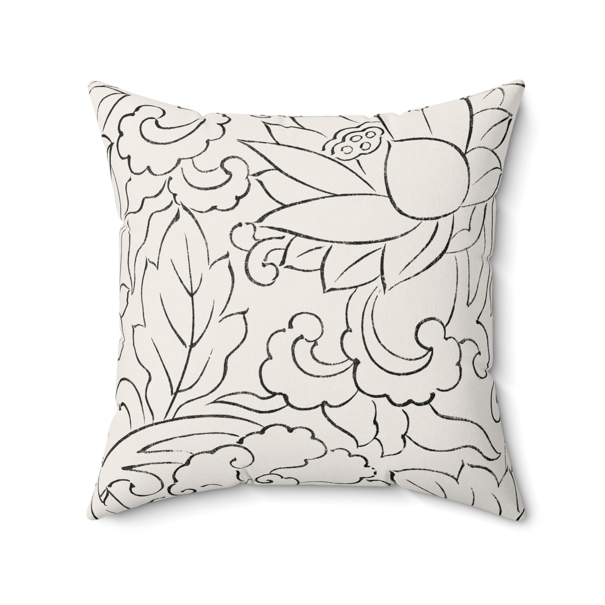 Decorative Square Pillow — Floral Outline & Vibrant Leopard Purple Green Patterns