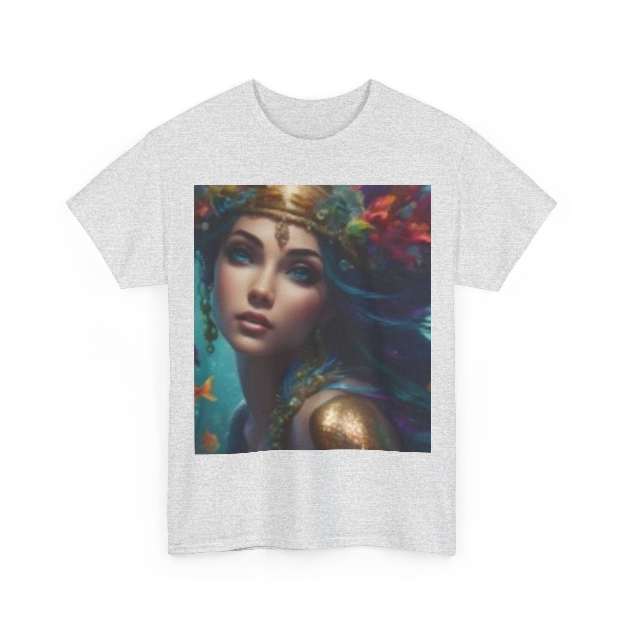 Mythic Sunset Portrait Tee — Artistic Goddess & Vibrant Sunset Graphic T-Shirt