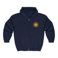 Sun Emblem Zip Hoodie with Gothic Spider Back Print