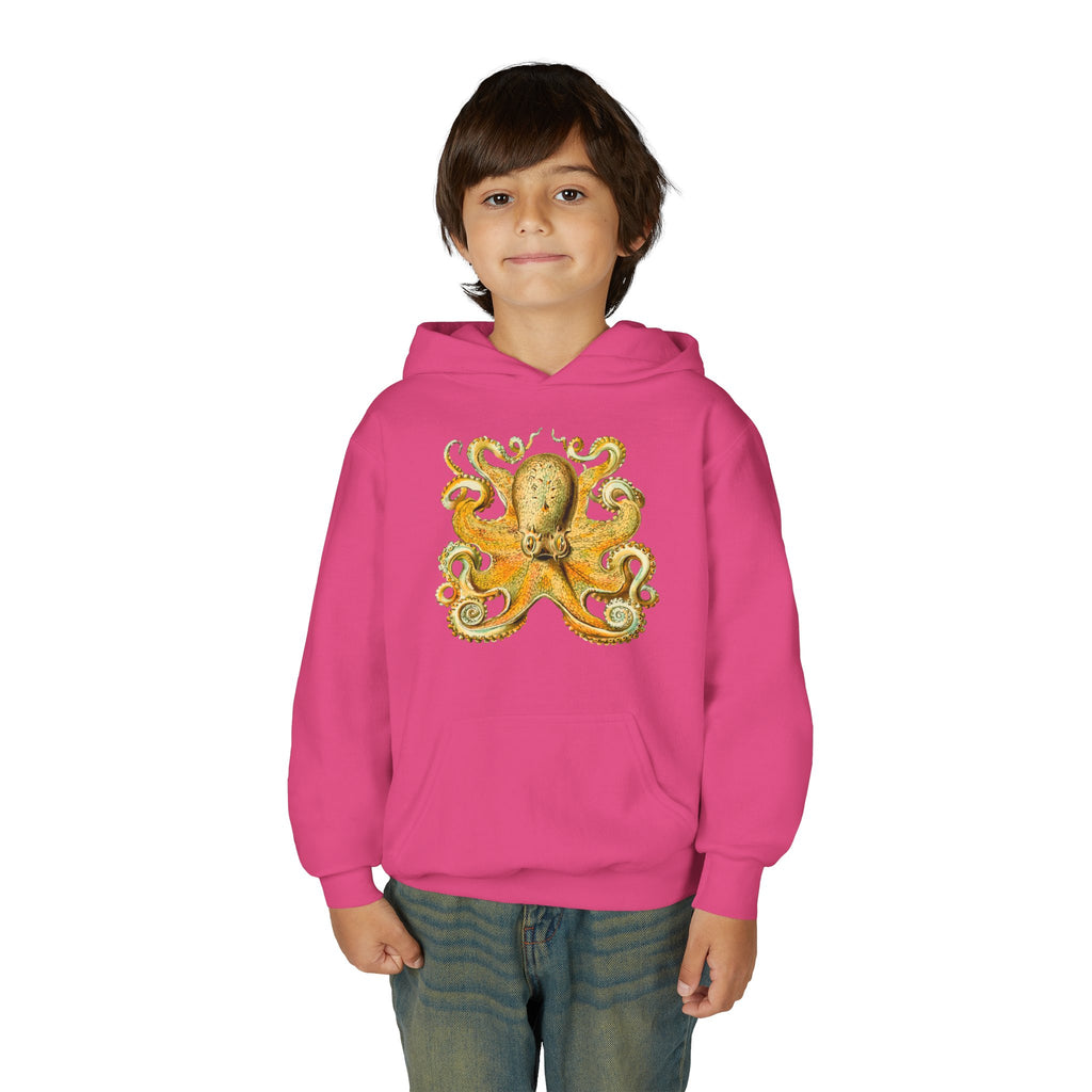 Youth Hoodie with Vintage Octopus & Underwater Scene — Kids Ocean Crew Pullover