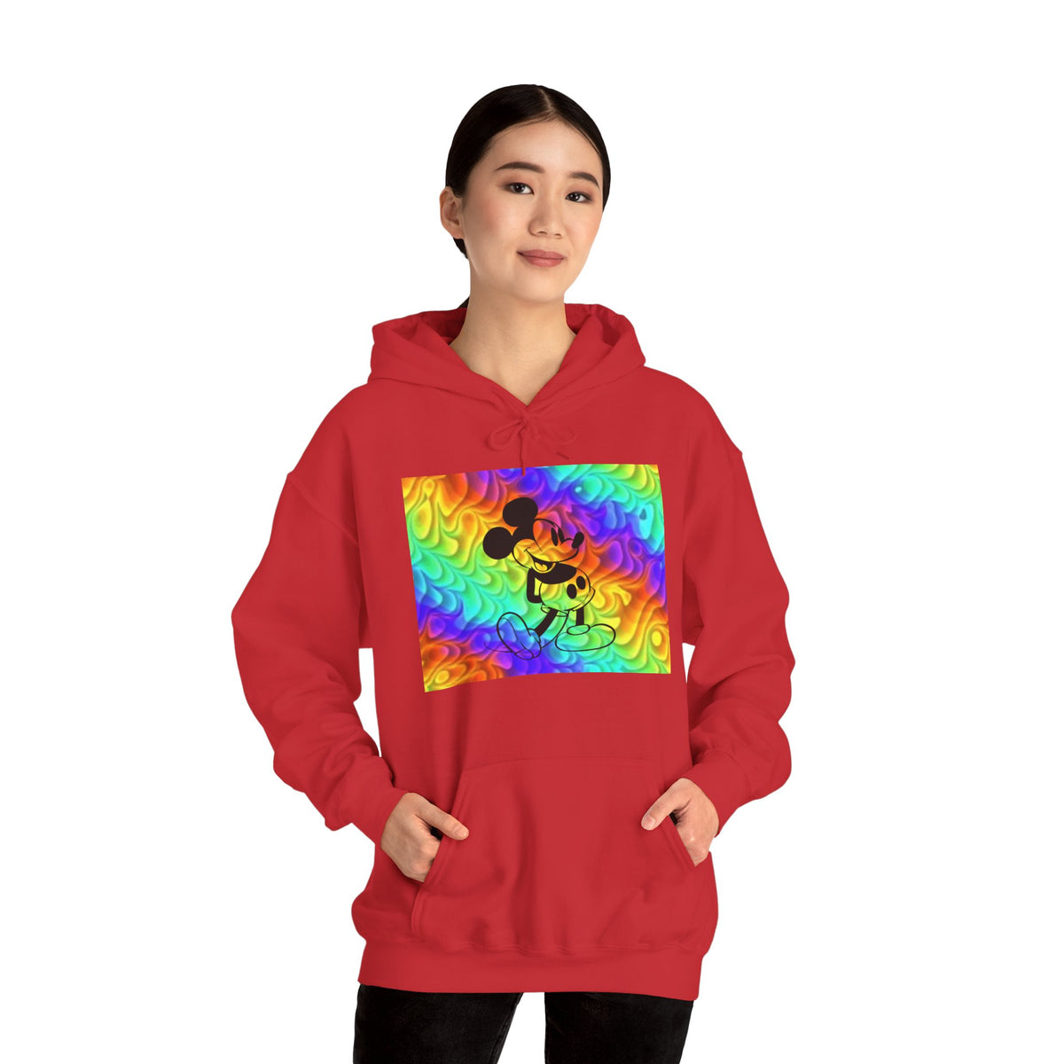 Mickey Mouse Rainbow Colors Unisex Heavy Blend Hooded Sweatshirt Warm & Cozy