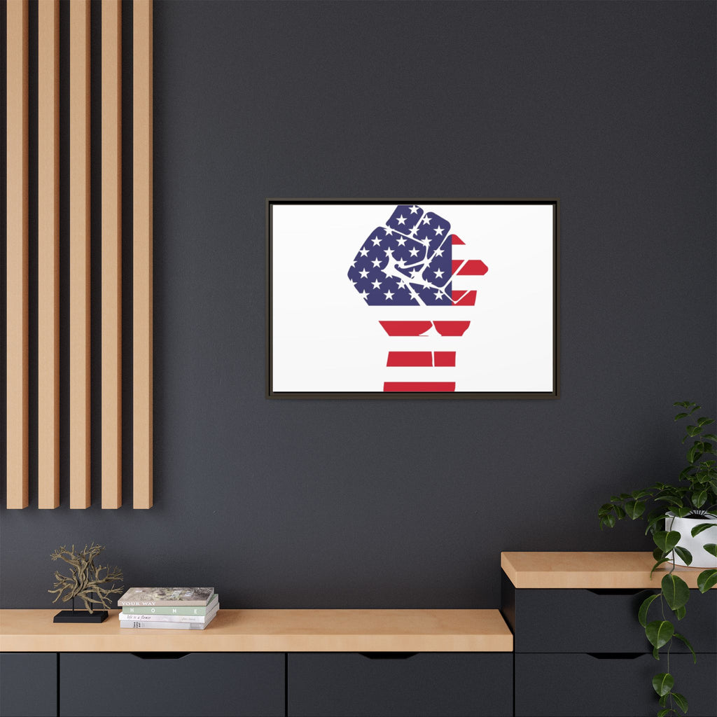 Framed Canvas Print – American Flag Fist Wall Art