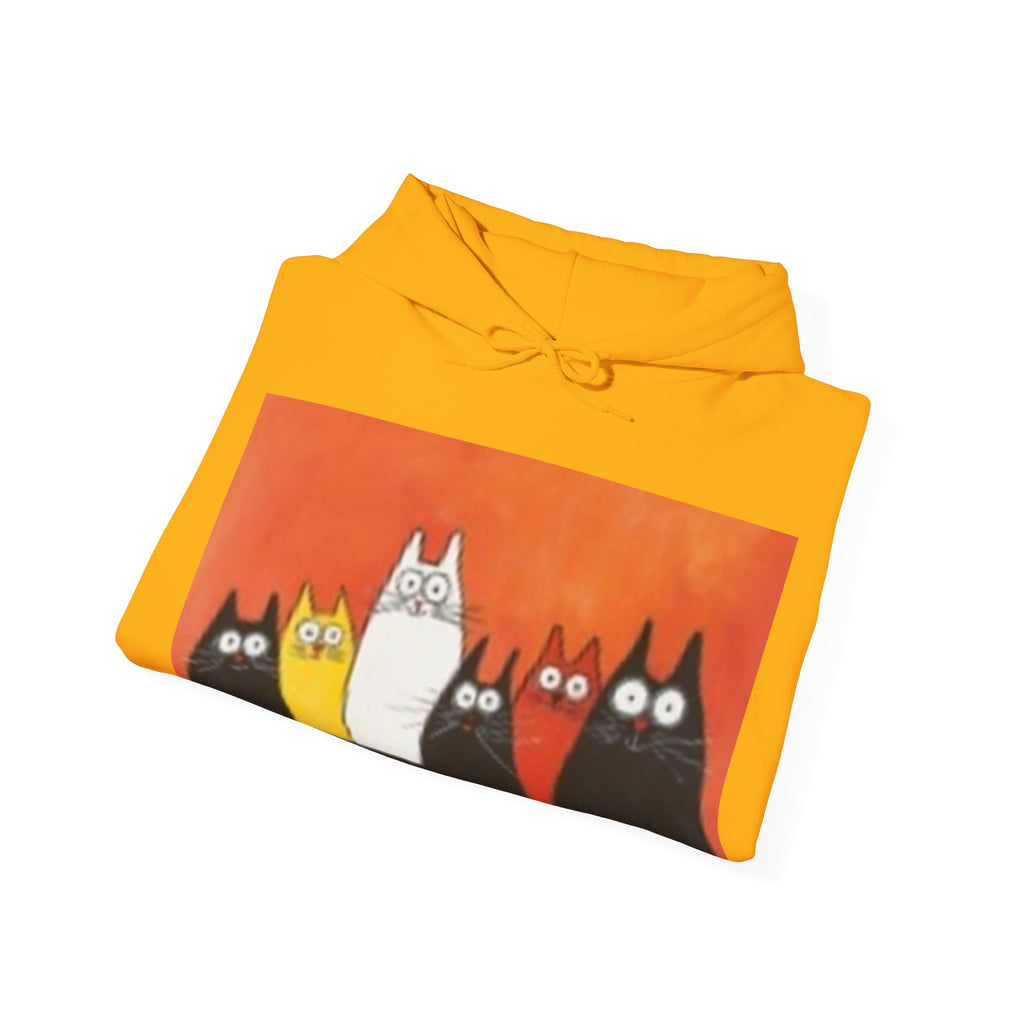 Cat Crew Hoodie — Colorful Curious Cats Graphic Sweatshirt