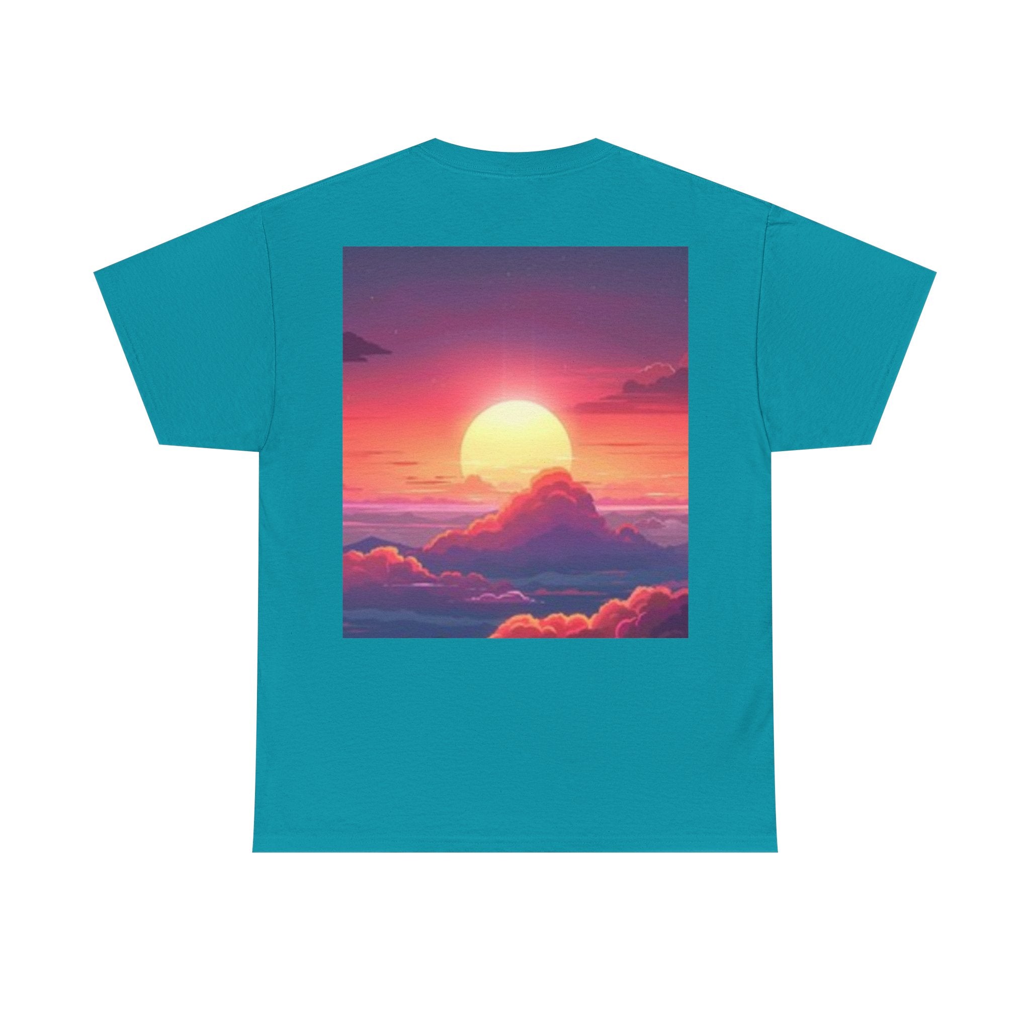 Mythic Sunset Portrait Tee — Artistic Goddess & Vibrant Sunset Graphic T-Shirt