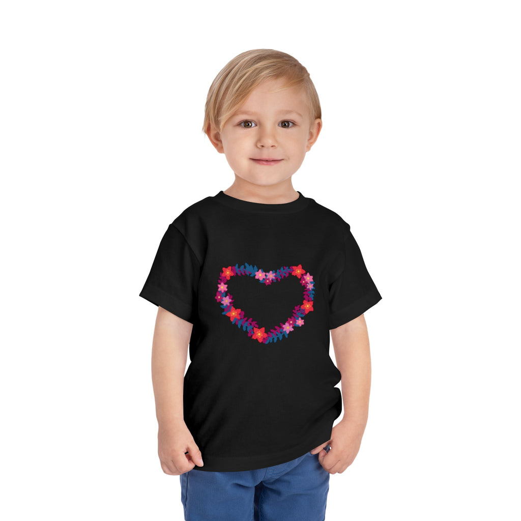 Toddler Tee — Floral Heart Graphic Kids' Short Sleeve Shirt