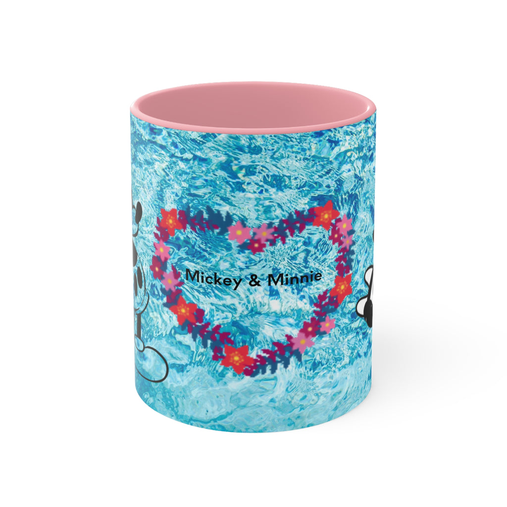 Mickey & Minnie Vibes Accent Mug — Floral Heart Retro Disney Design