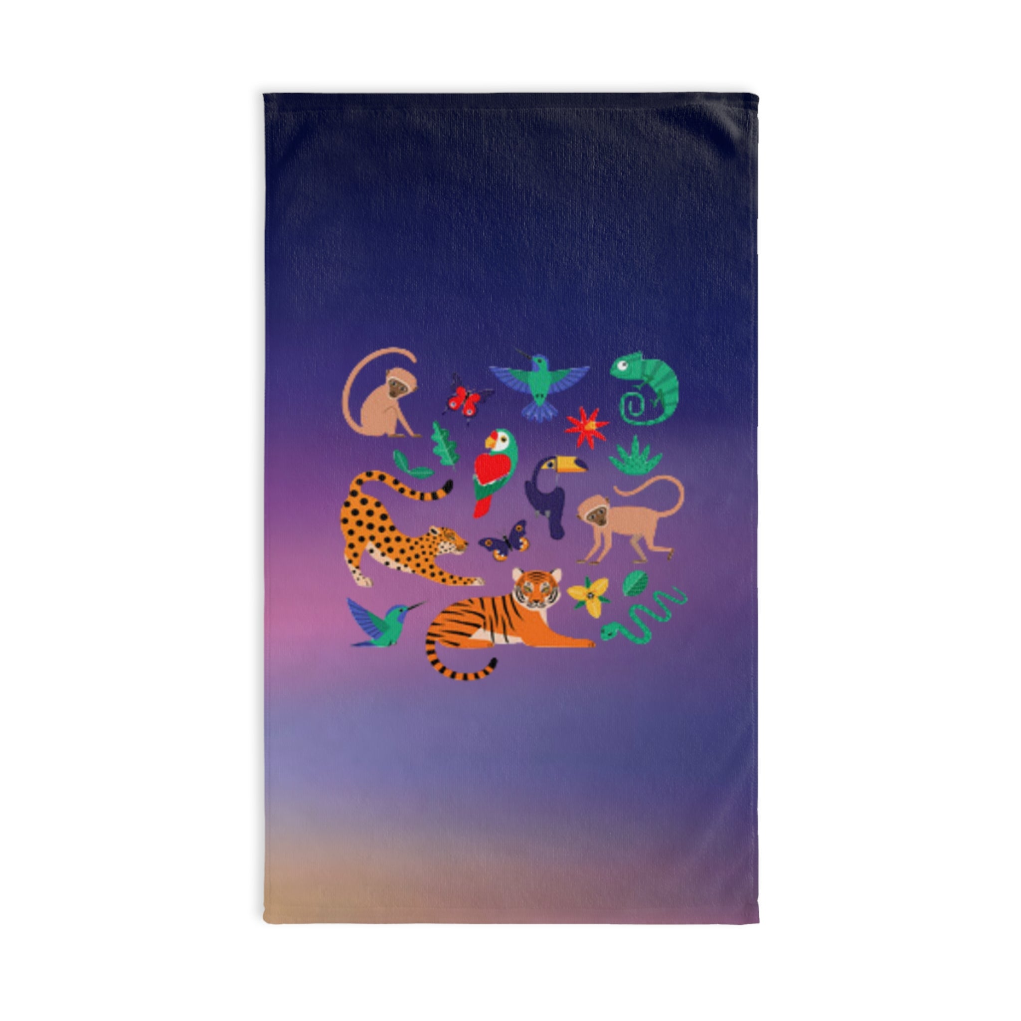 Tropical Jungle Hand Towel – Colorful Exotic Animals Design