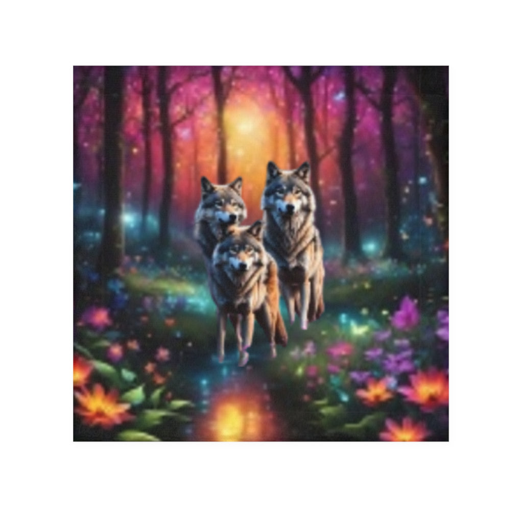 Mystic Wolves Face Towel — Fantasy Forest Animal Washcloth