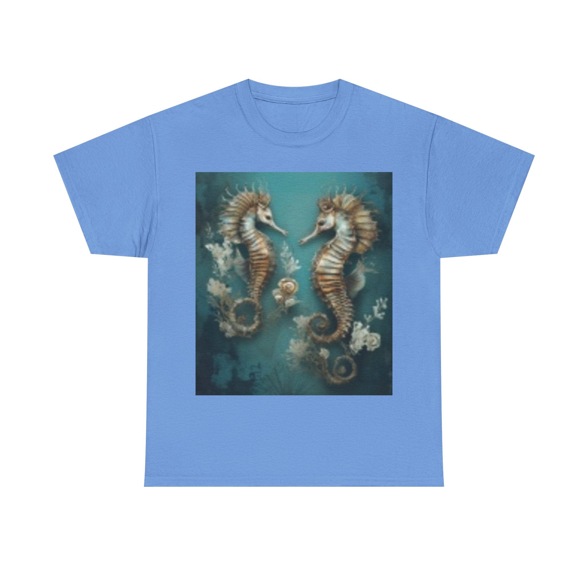Seahorse Pair Art Tee — Vintage Ocean Illustration T-Shirt