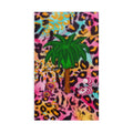Tropical Leopard Palm Hand Towel — Colorful Palm Tree & Floral Beach Vibe