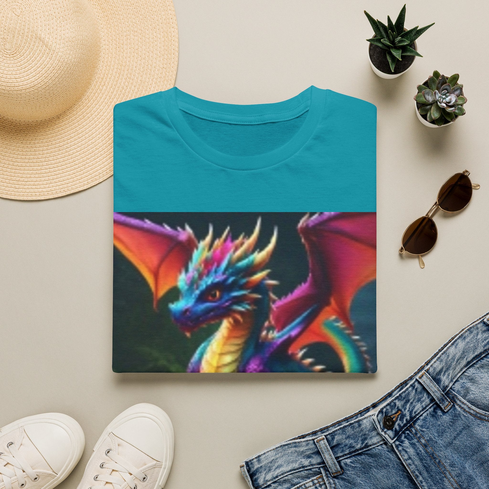 Colorful Fantasy Dragon T-Shirt — Vibrant Rainbow Baby Dragon Graphic Tee