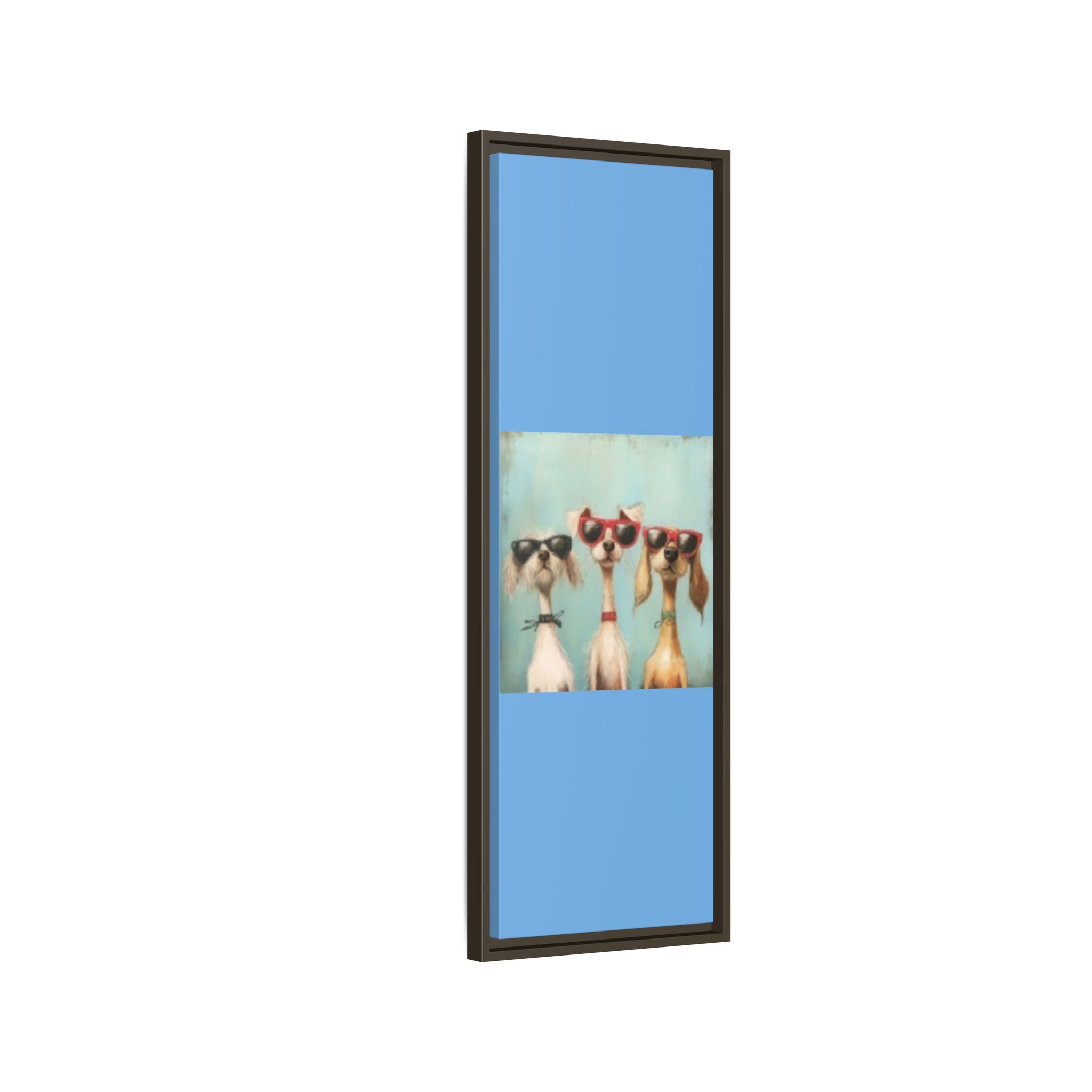 Framed Matte Canvas — Three Cool Dogs in Sunglasses Wall Art