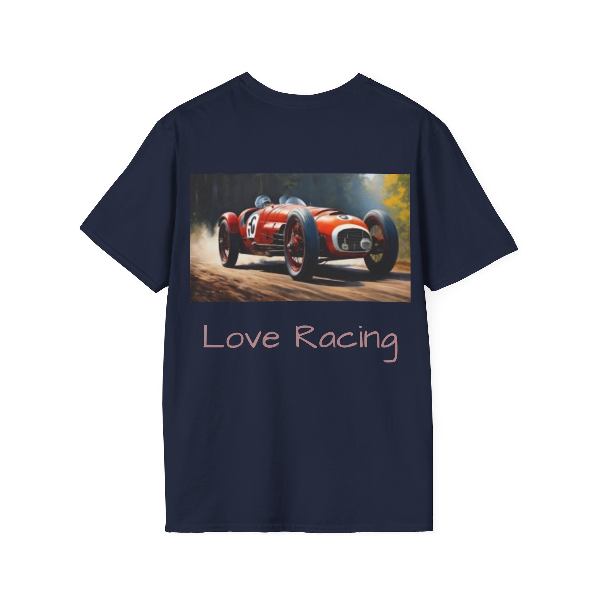 Racing Car Love Racing Patriotic Starburst Pocket T-Shirt – Blue Stars Chest Print