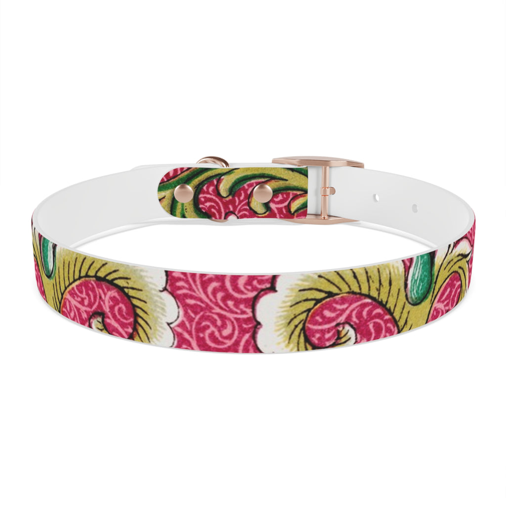 Floral Paisley Dog Collar — Pink Vintage Swirl Pattern
