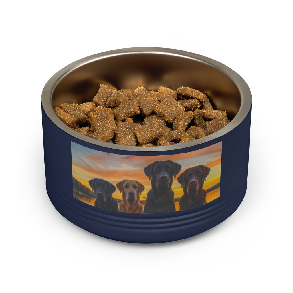 18oz Pet Bowl — Playful Diving Cat & Labradors  Design Stainless Steel Water & Food Dish