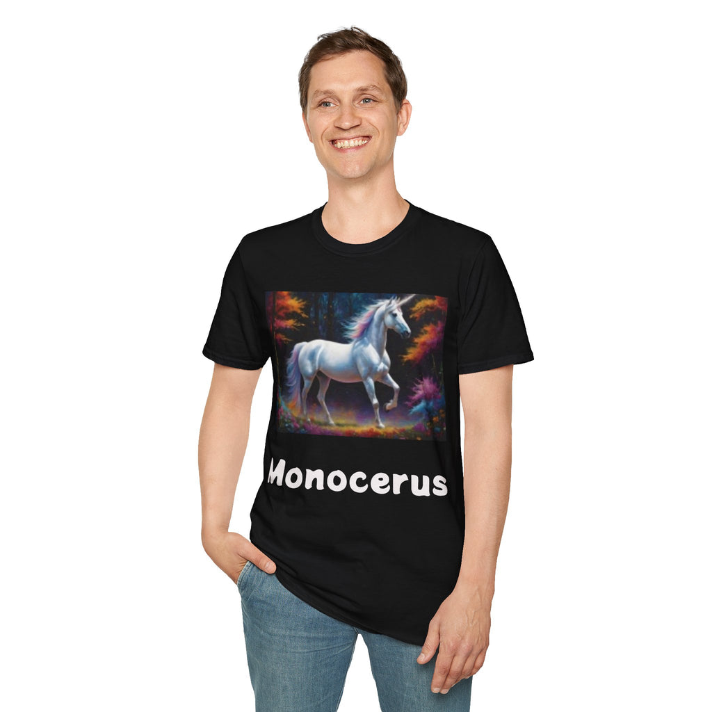 White Unicorn  Fantasy T-Shirt — Majestic Unicorn-Style Forest Tee for Horse Lovers