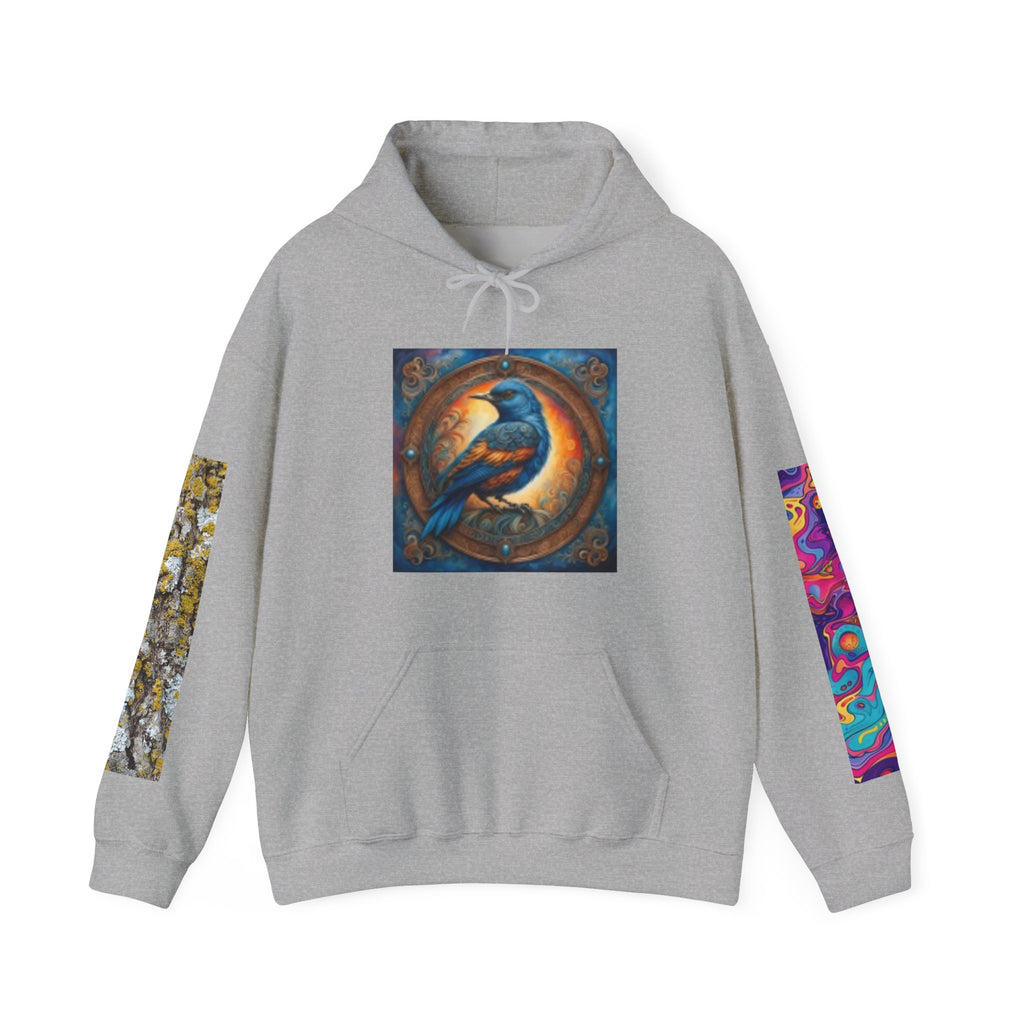 Lion Portrait Hoodie with Colorful Sleeve Accent — Majestic Wildlife Pullover