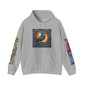 Lion Portrait Hoodie with Colorful Sleeve Accent — Majestic Wildlife Pullover