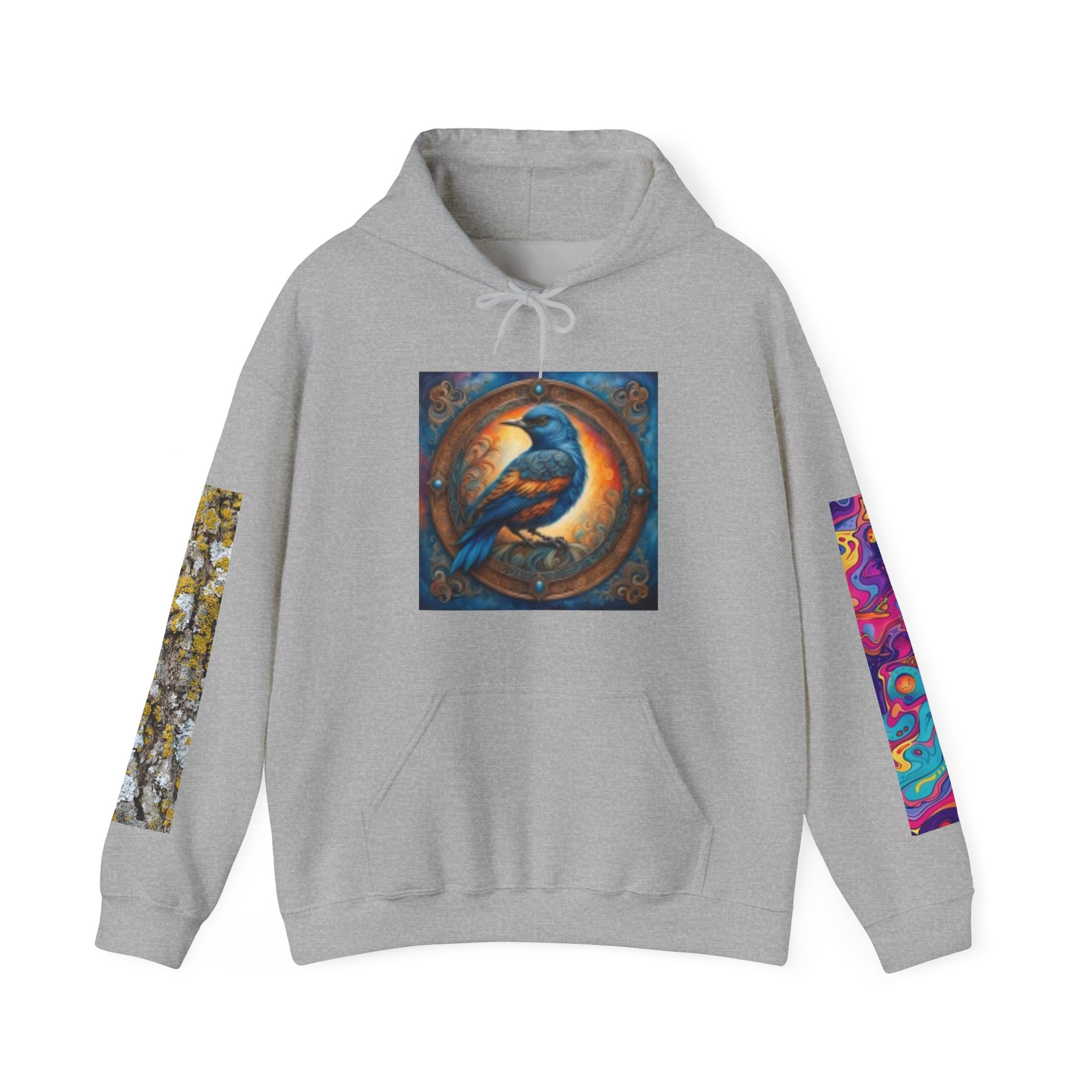Lion Portrait Hoodie with Colorful Sleeve Accent — Majestic Wildlife Pullover