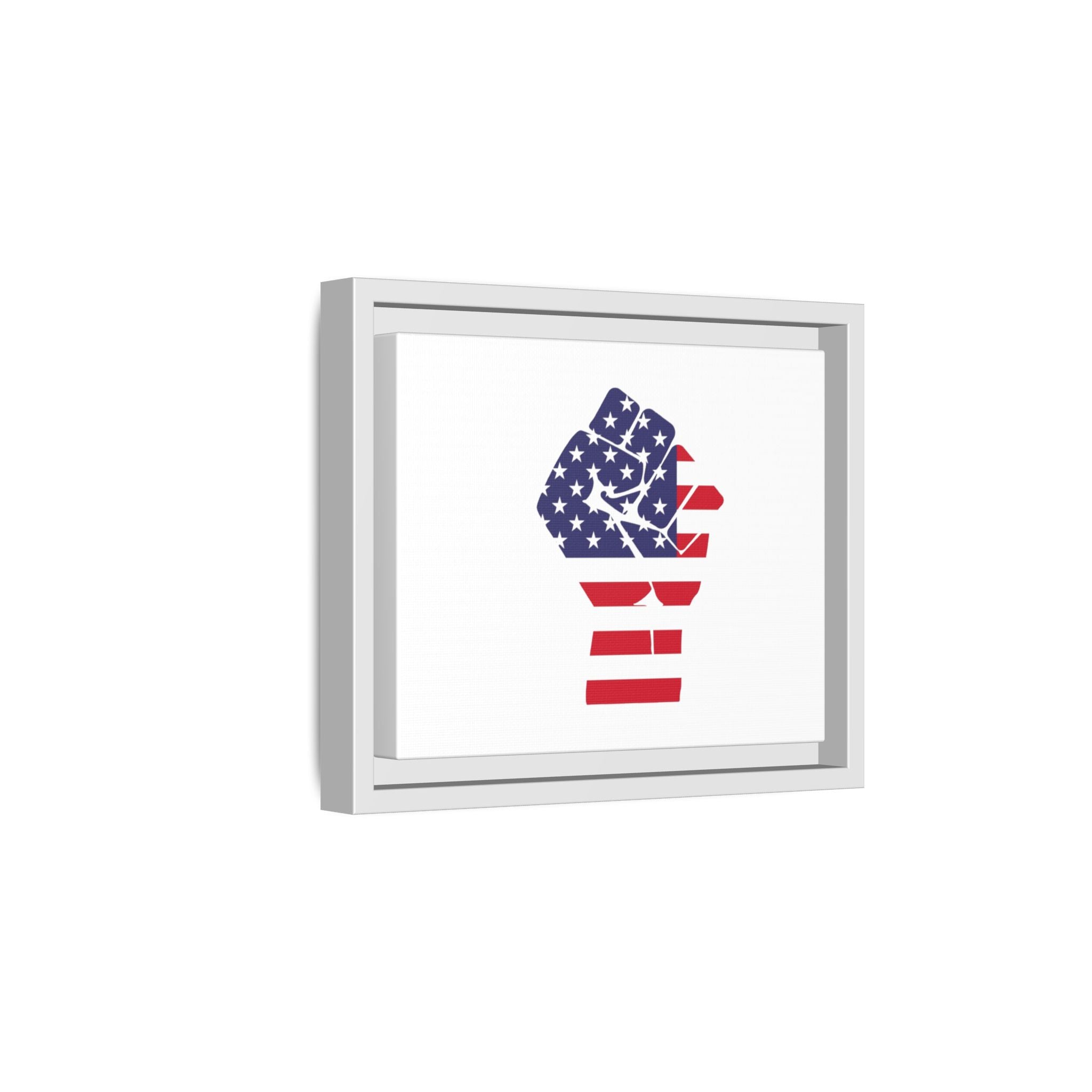 Framed Canvas Art – American Flag Fist Patriotic Wall Print