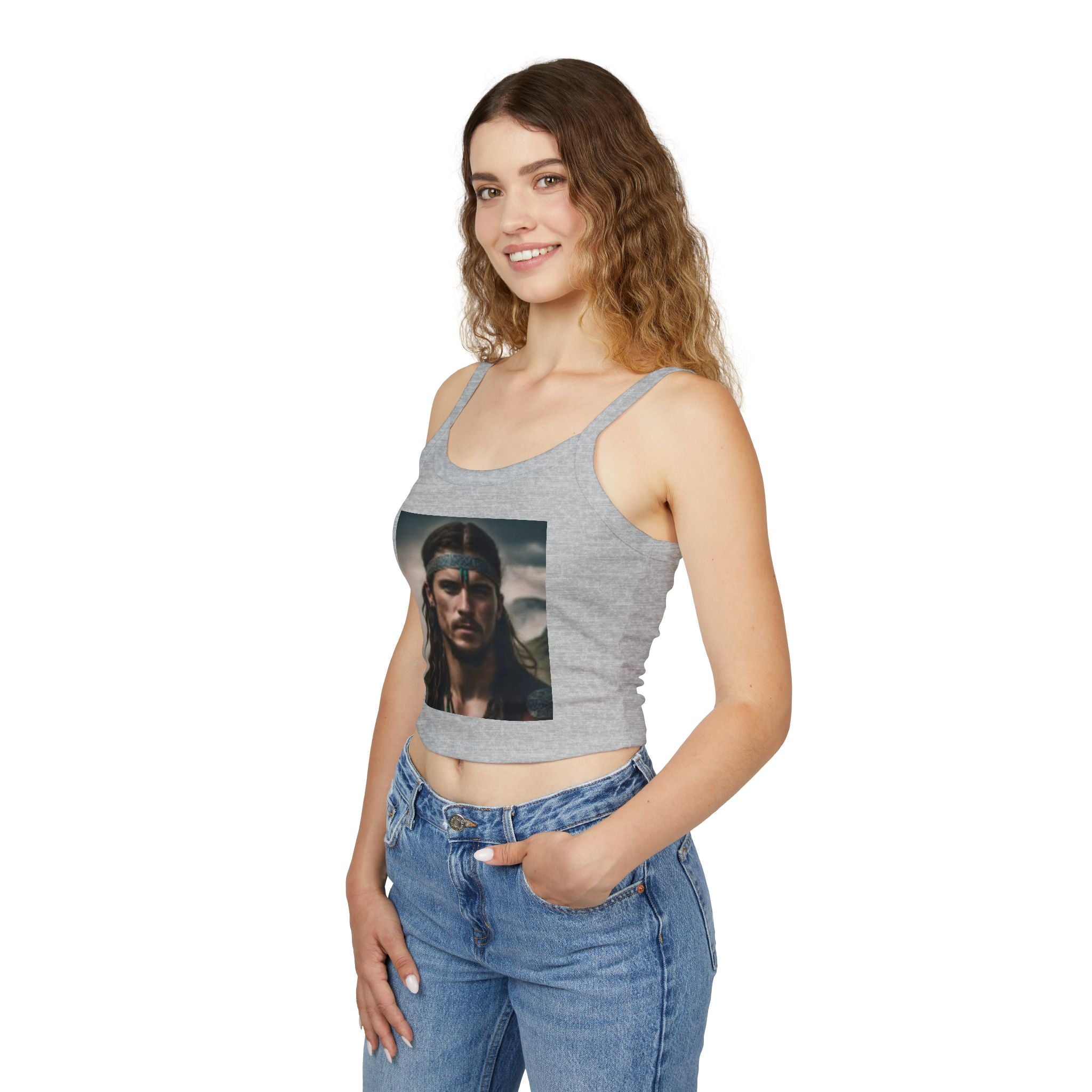 Wolf Spirit Crop Tank — Boho Native-Inspired Women's Spaghetti Strap Top