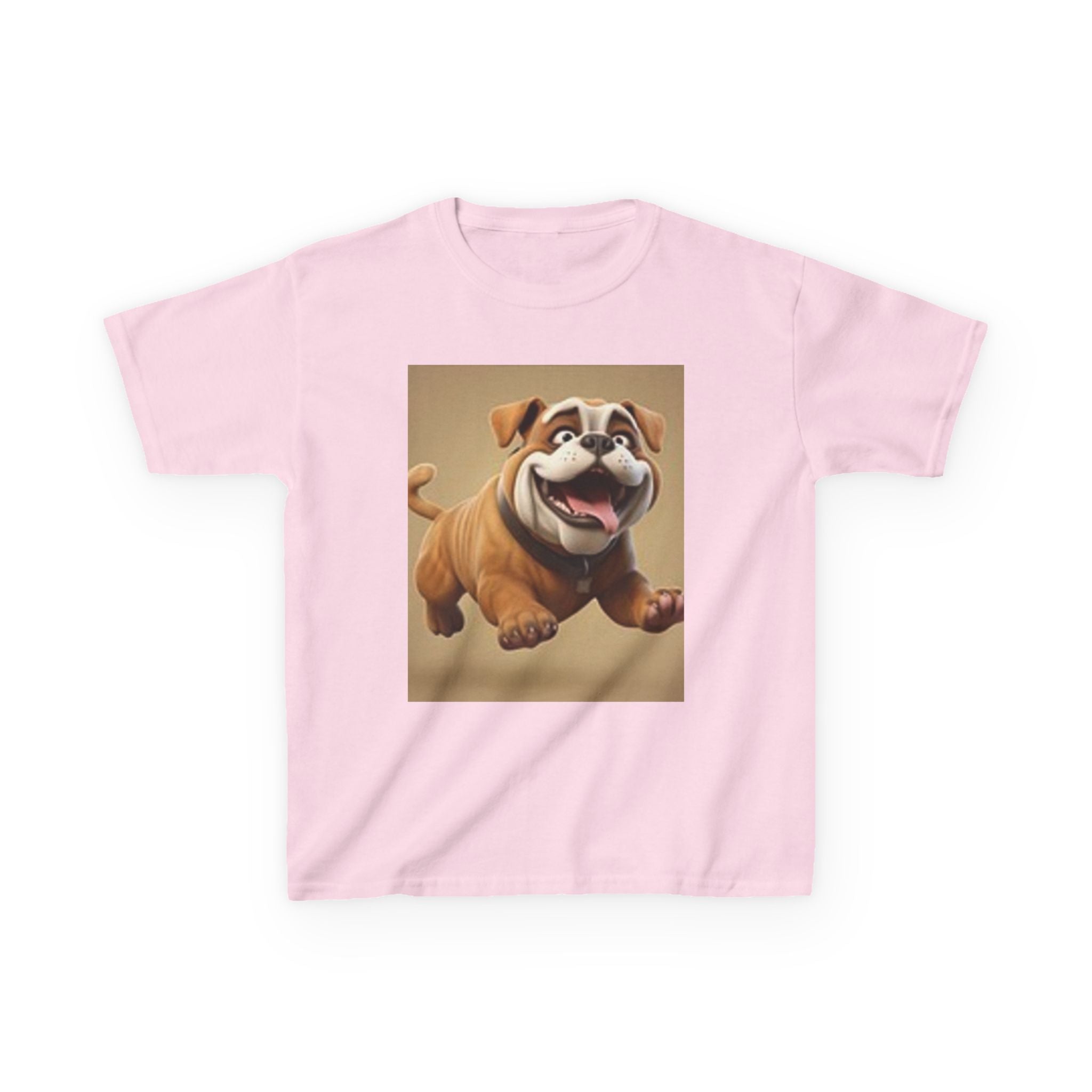 T-shirt graphique enfant Bouledogue et Chats Mignons — T-shirt enfant chiot et chat superposés amusant