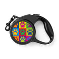 Retractable Pet Leash – Colorful Pop Art Paw Print Design