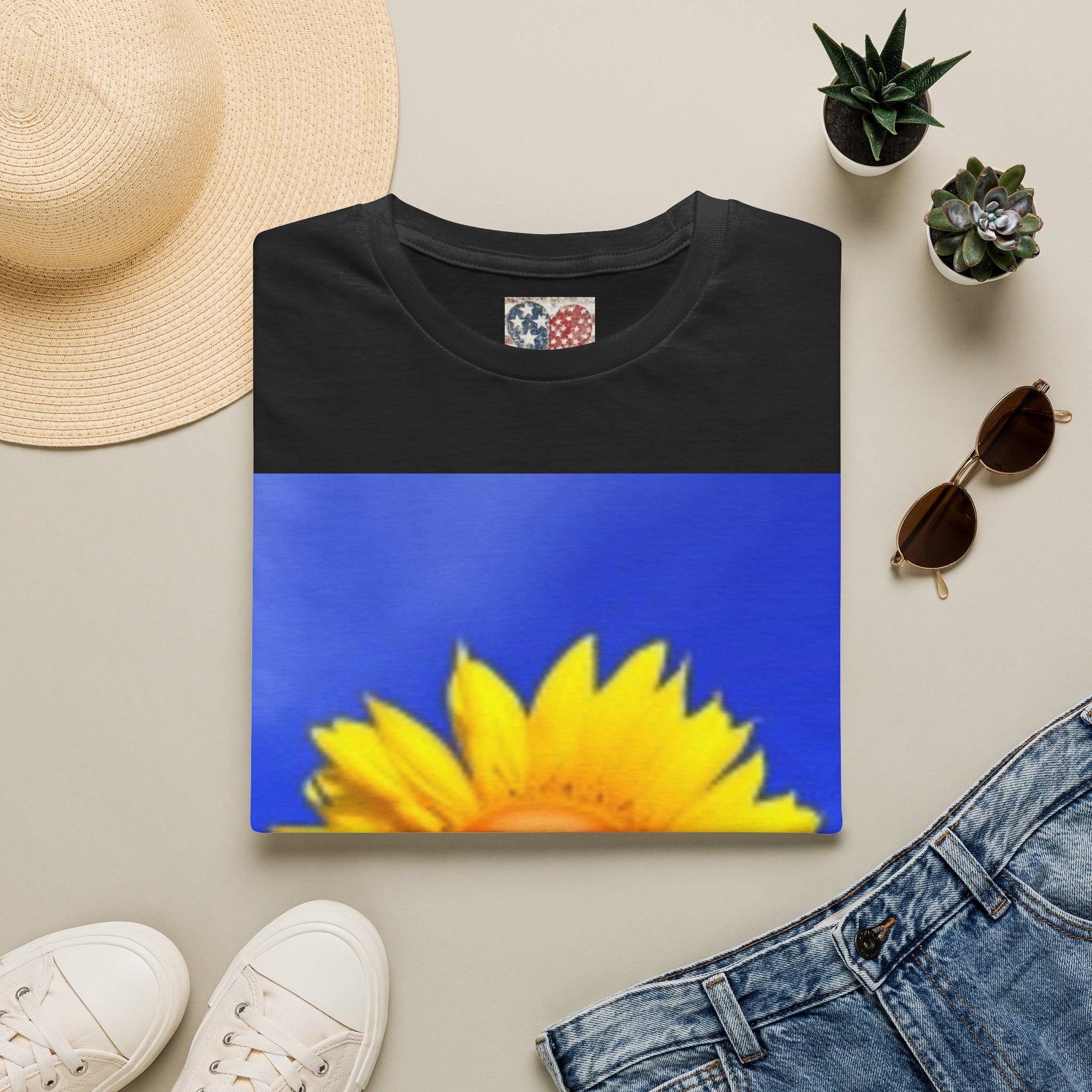 T-shirt Sourire Tournesol — T-shirt graphique floral lumineux et joyeux