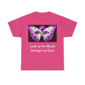Butterfly Eye Graphic Tee — Purple Floral Wing Design