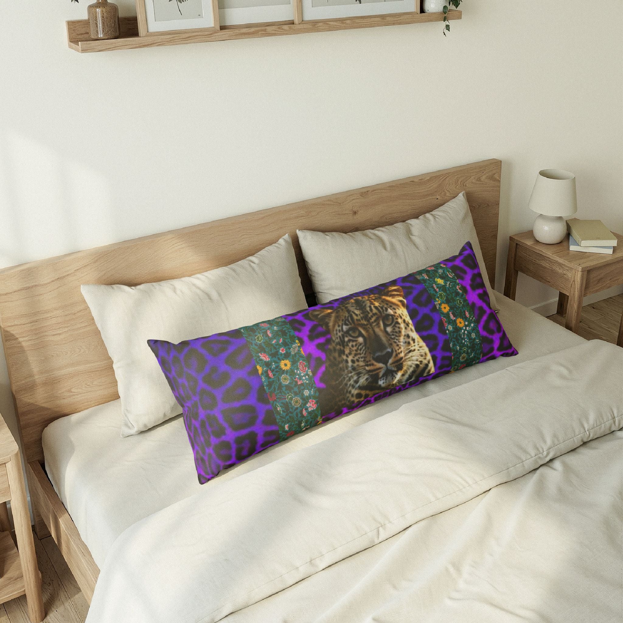 Leopard Luxe Body Pillow — Bold Purple Animal Print Accent Pillow