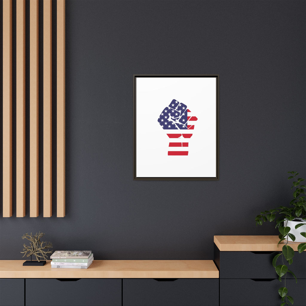 Framed Canvas Print – American Flag Fist Wall Art