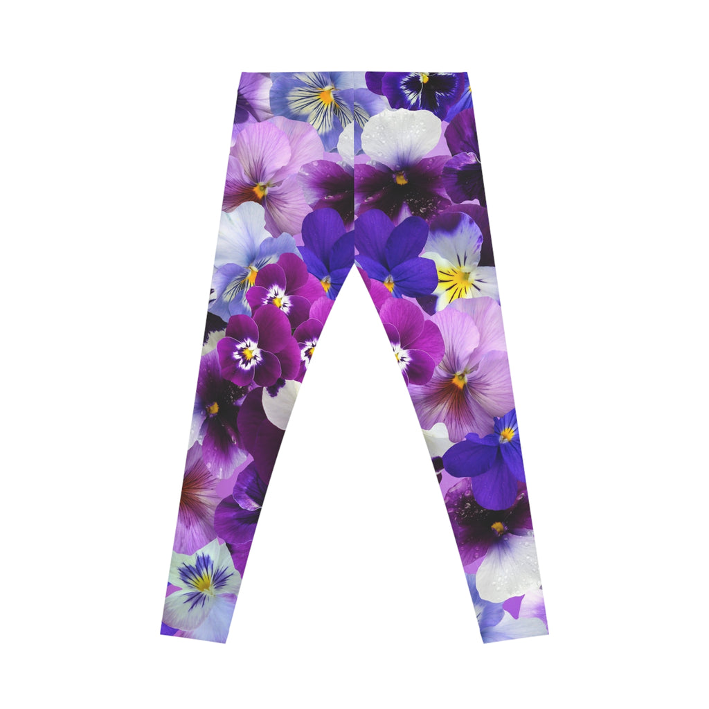Floral Pansy Print Leggings — Purple Garden All-Over Print