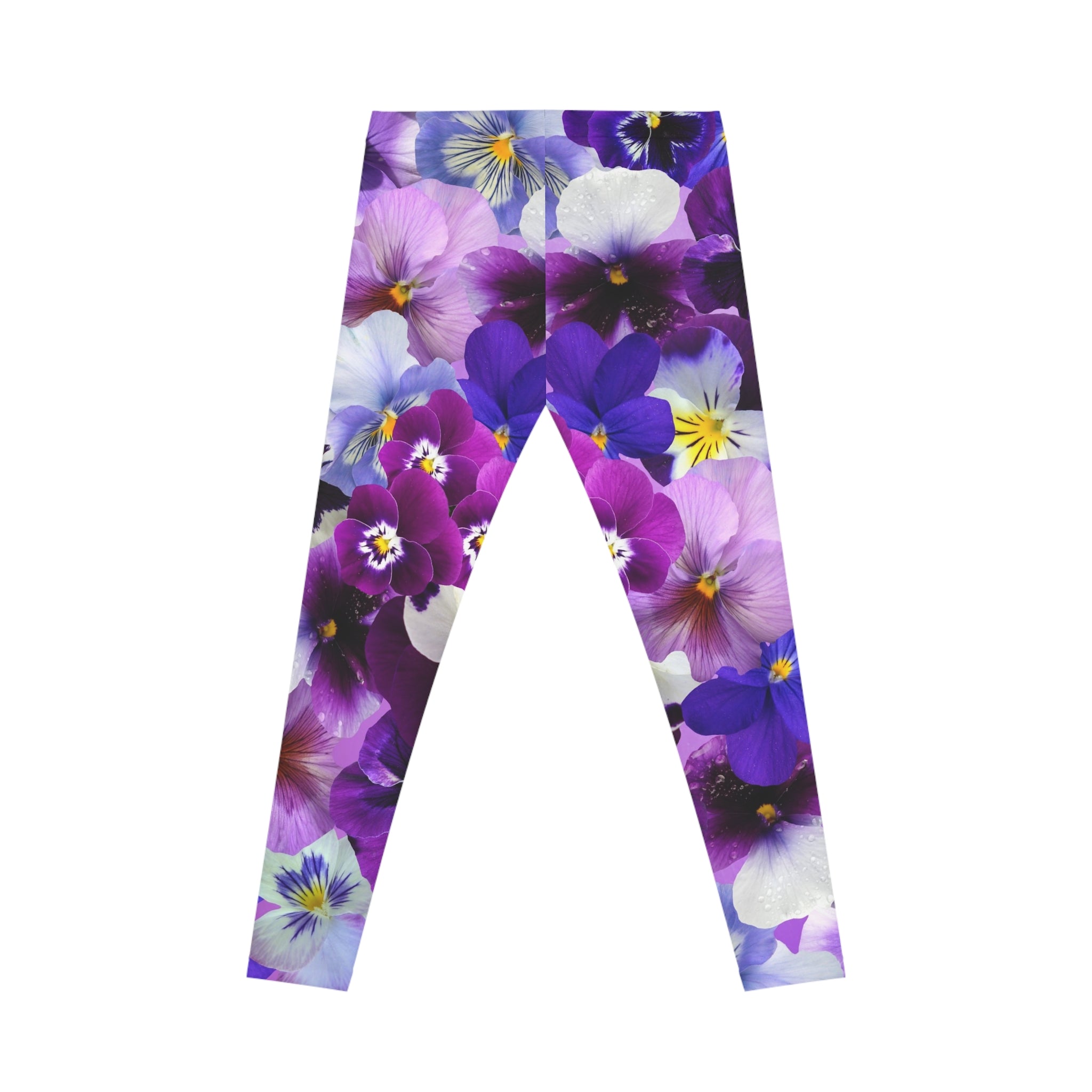 Floral Pansy Print Leggings — Purple Garden All-Over Print
