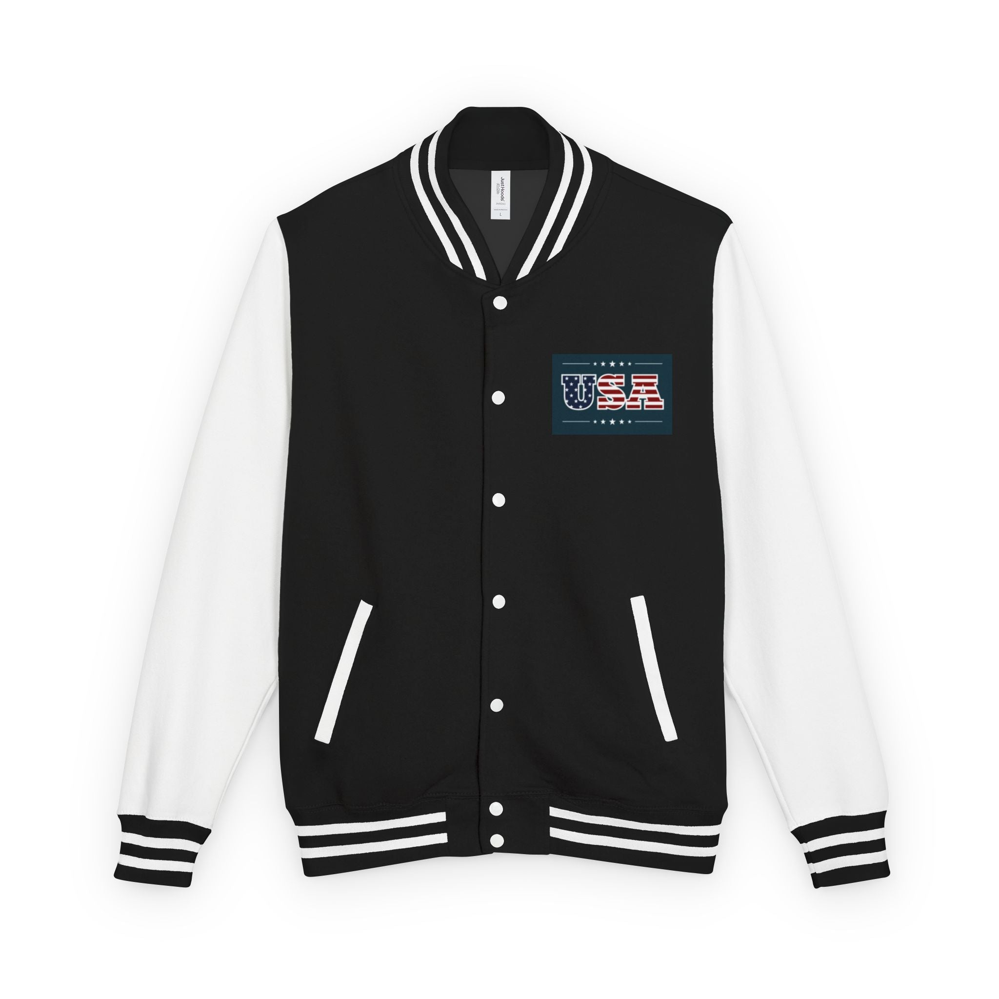 Veteran Tribute Letterman Jacket - American Flag Soldier Graphic