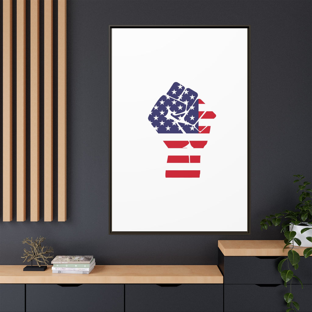 Framed Canvas Print – American Flag Fist Wall Art