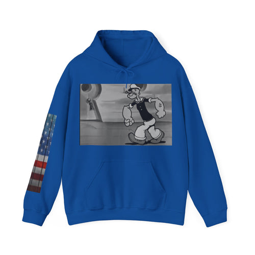 Popeye Vintage Cartoon & Colorful Forest Graphic Hoodie