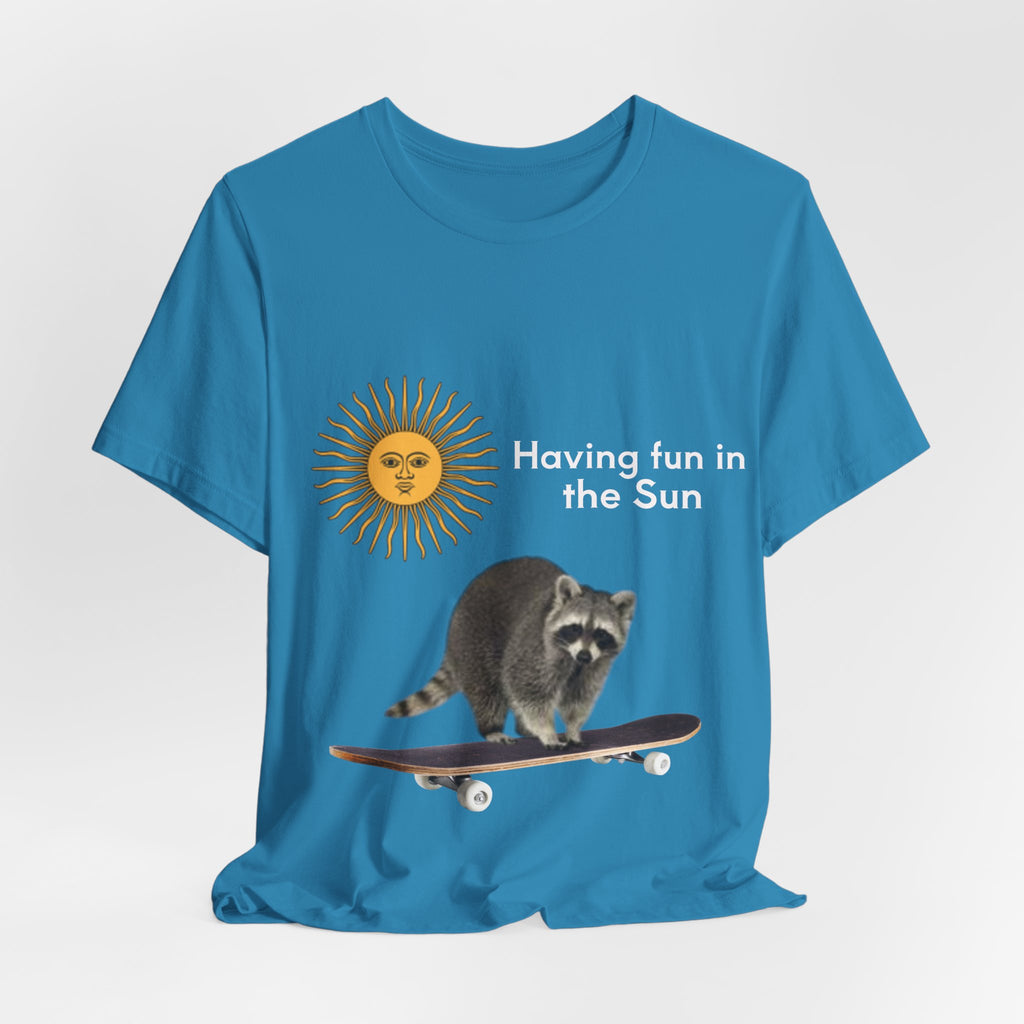 Raccoon Riding Skateboard T-Shirt — Cute Skate & Wildlife Graphic Tee