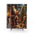 Christmas Santa & Kids Shower Curtain — Festive Holiday Bathroom Decor