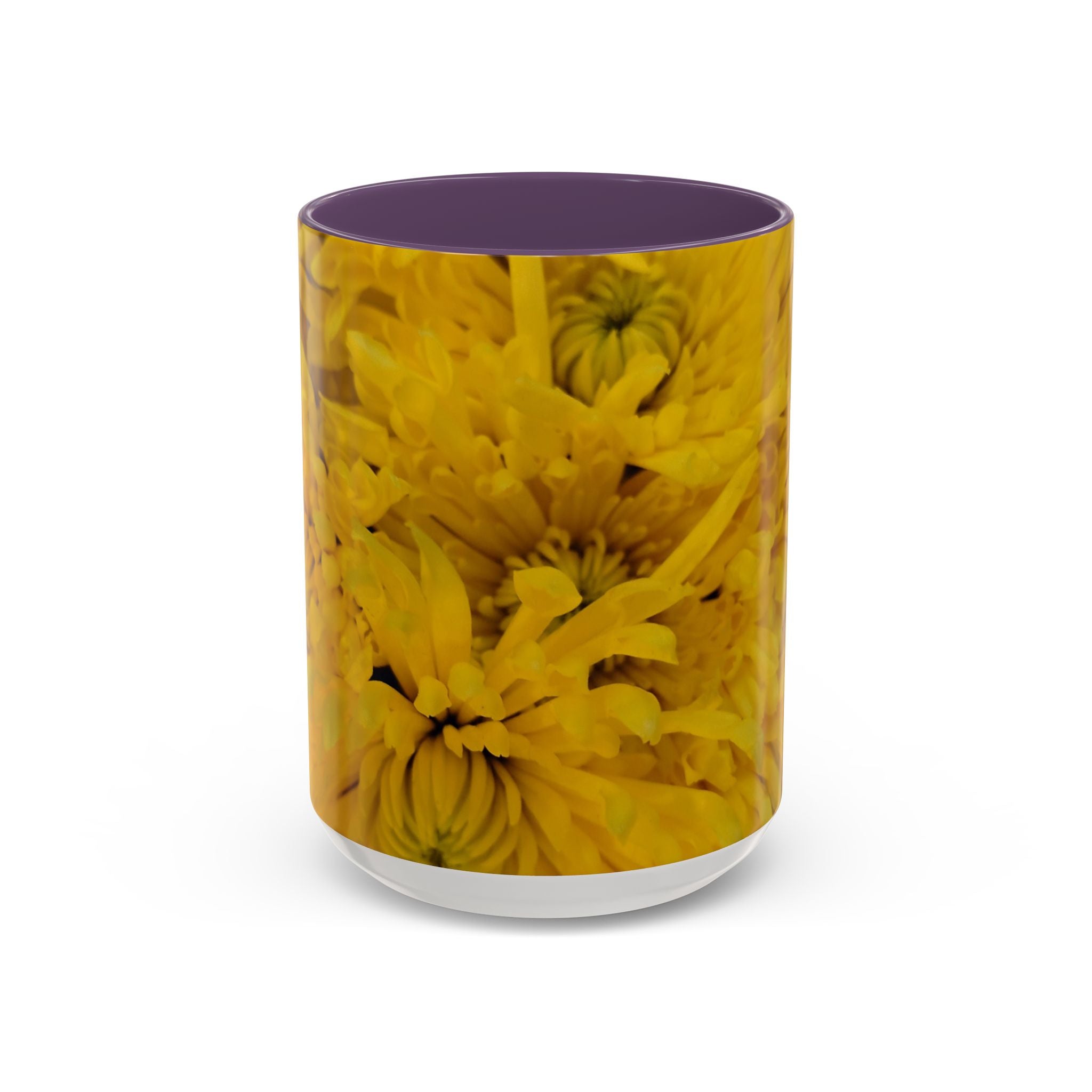 Mug à café motif chrysanthème jaune — Tasse à thé florale 11/15oz